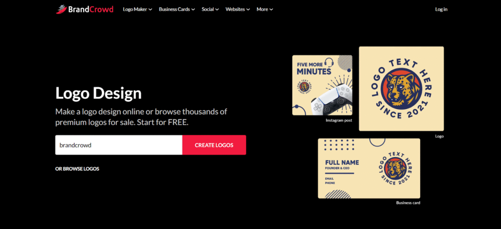 Design and branding platform homepage.