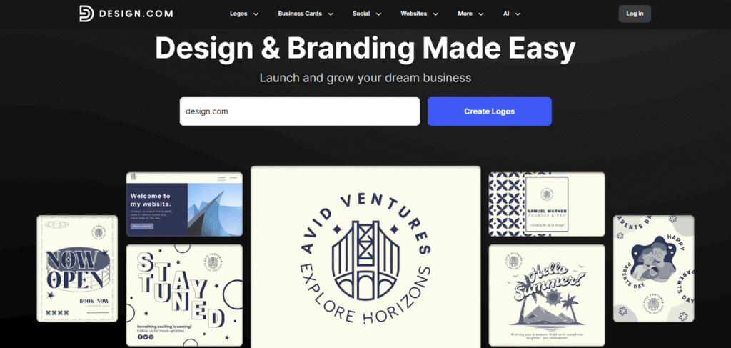 AI-generated logo design tool interface.